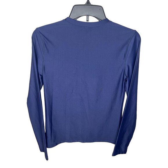 Old Navy Swim Top Girls Navy Blue Long Sleeve Shirt With Tropical Graphic Design - Picture 2 of 5